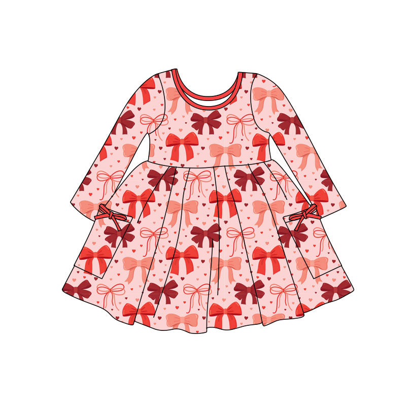 Bow design baby girls long sleeve dress preorder