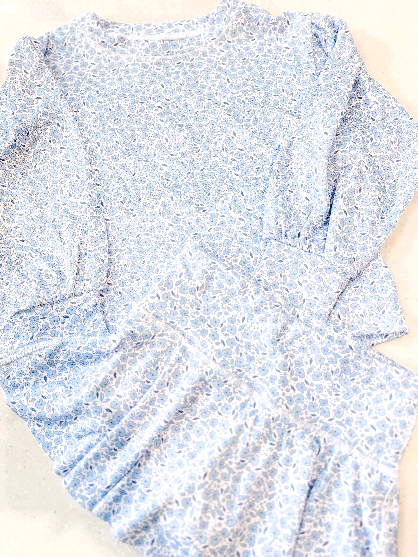 Blue floral top matching skirts girls summer outfit preorder
