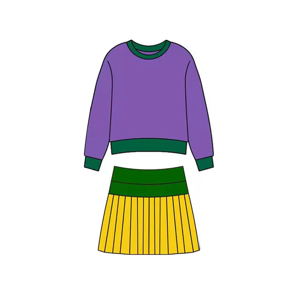 Mardi Gras top matching skirts girls yoga outfit preorder