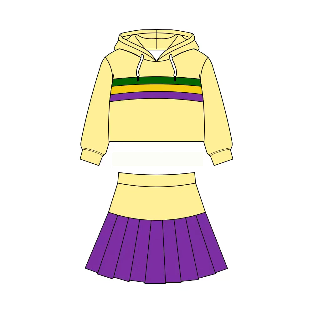 Mardi gras hoodie top matching skirts girls yoga outfit preorder