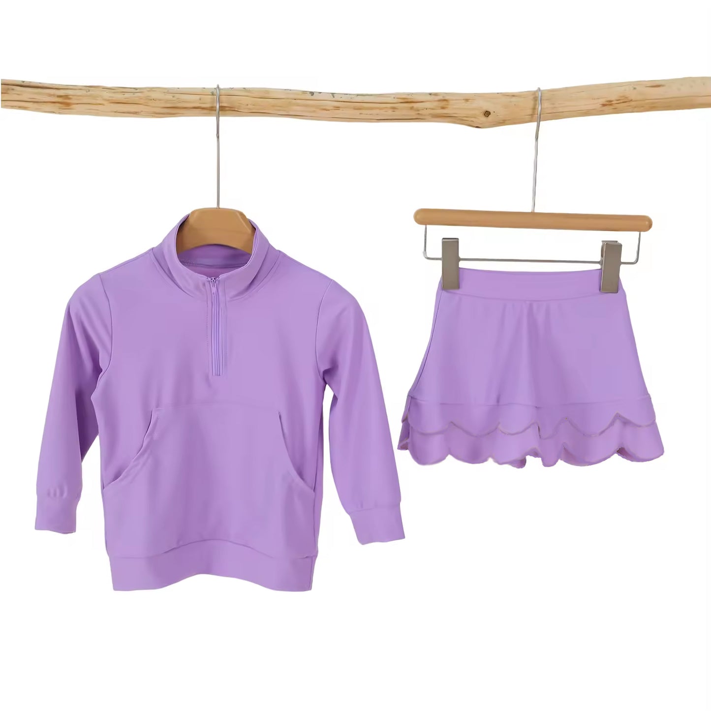 Lavender long sleeve top matching skorts girls active yoga outfit preorder
