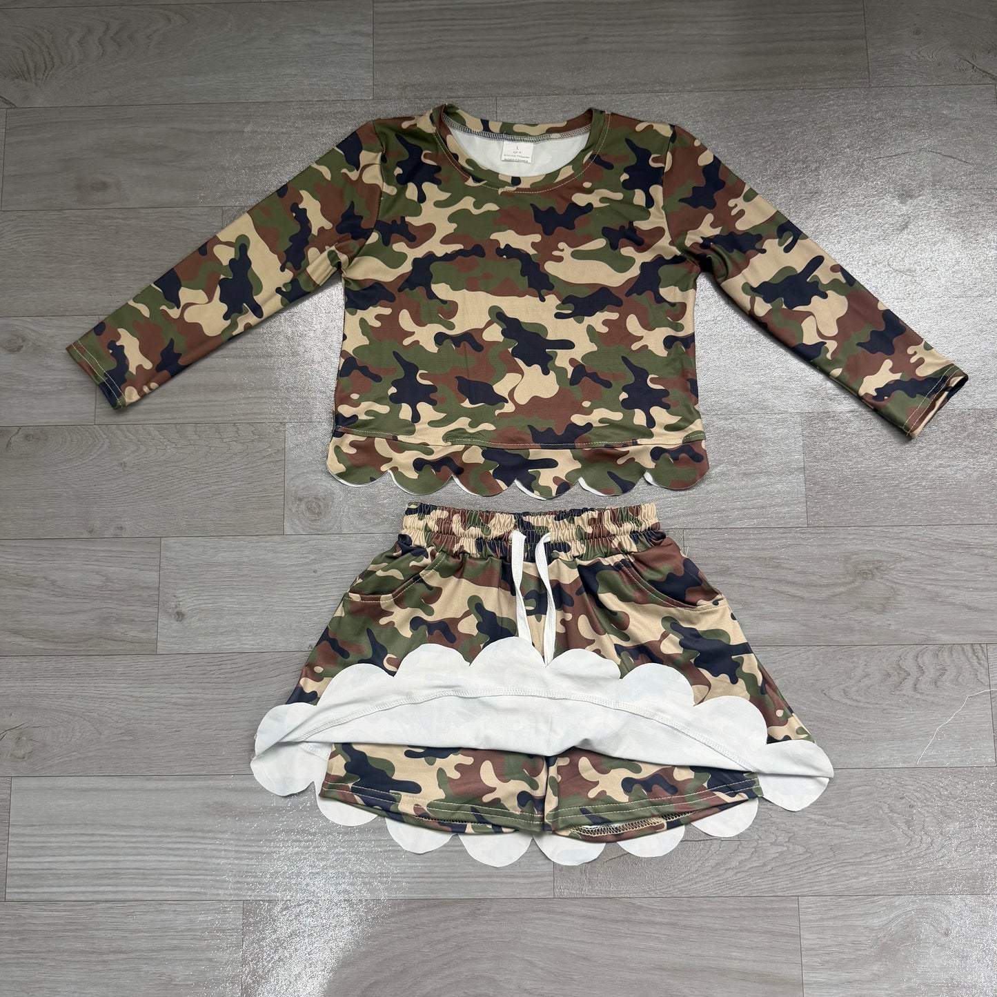 Black green Camo top matching skorts girls summer outfit preorder
