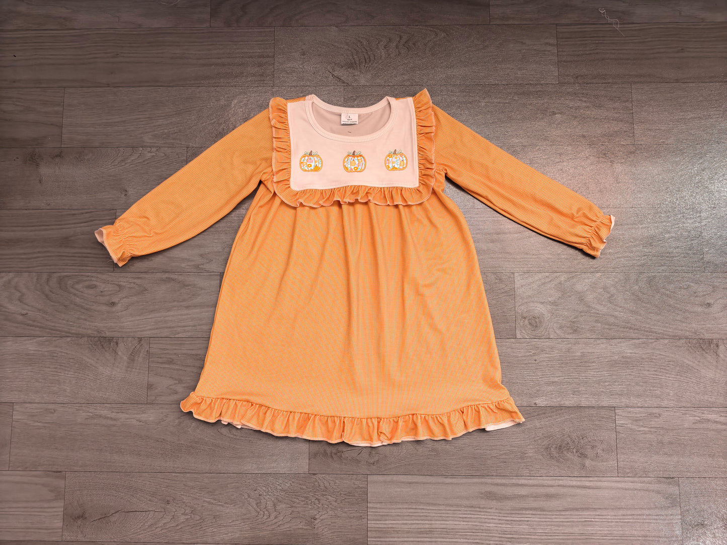 Floral pumpkin girls long sleeve fall winter embroidery dress preorder