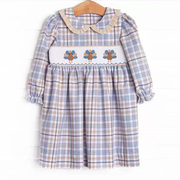 Thanksgiving turkey girls long sleeve fall winter dress preorder