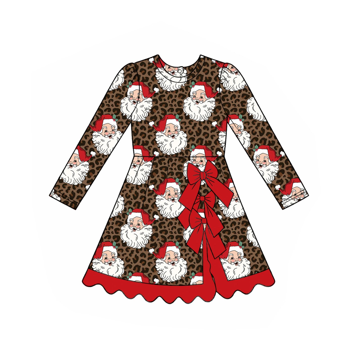 Christmas santa claus print girls long sleeve yoga dress preorder