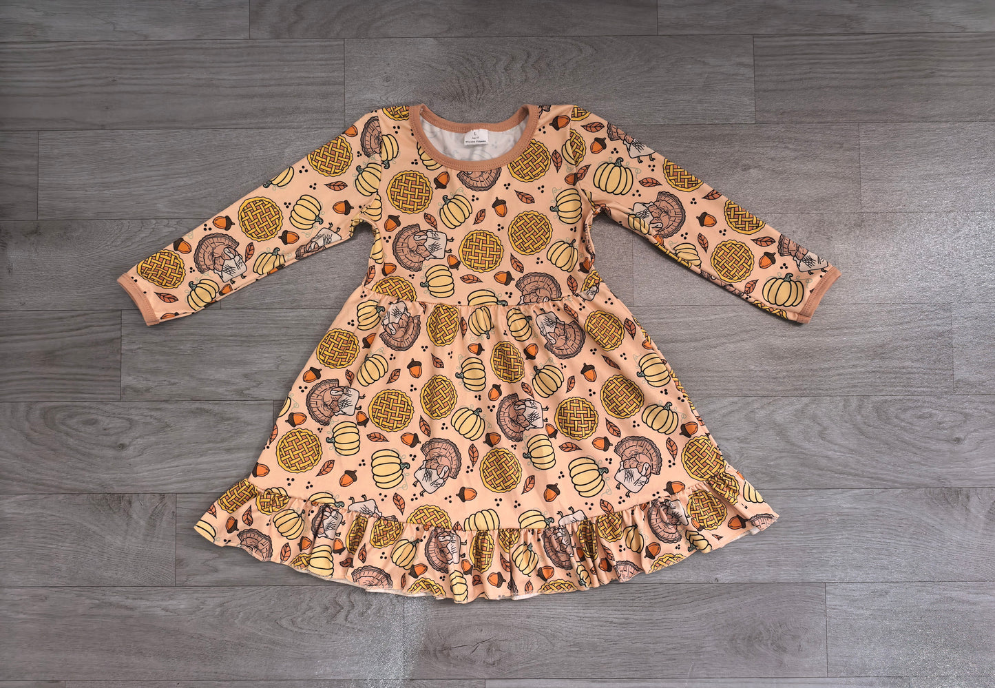 Thanksgiving turkey girls long sleeve fall winter dress preorder