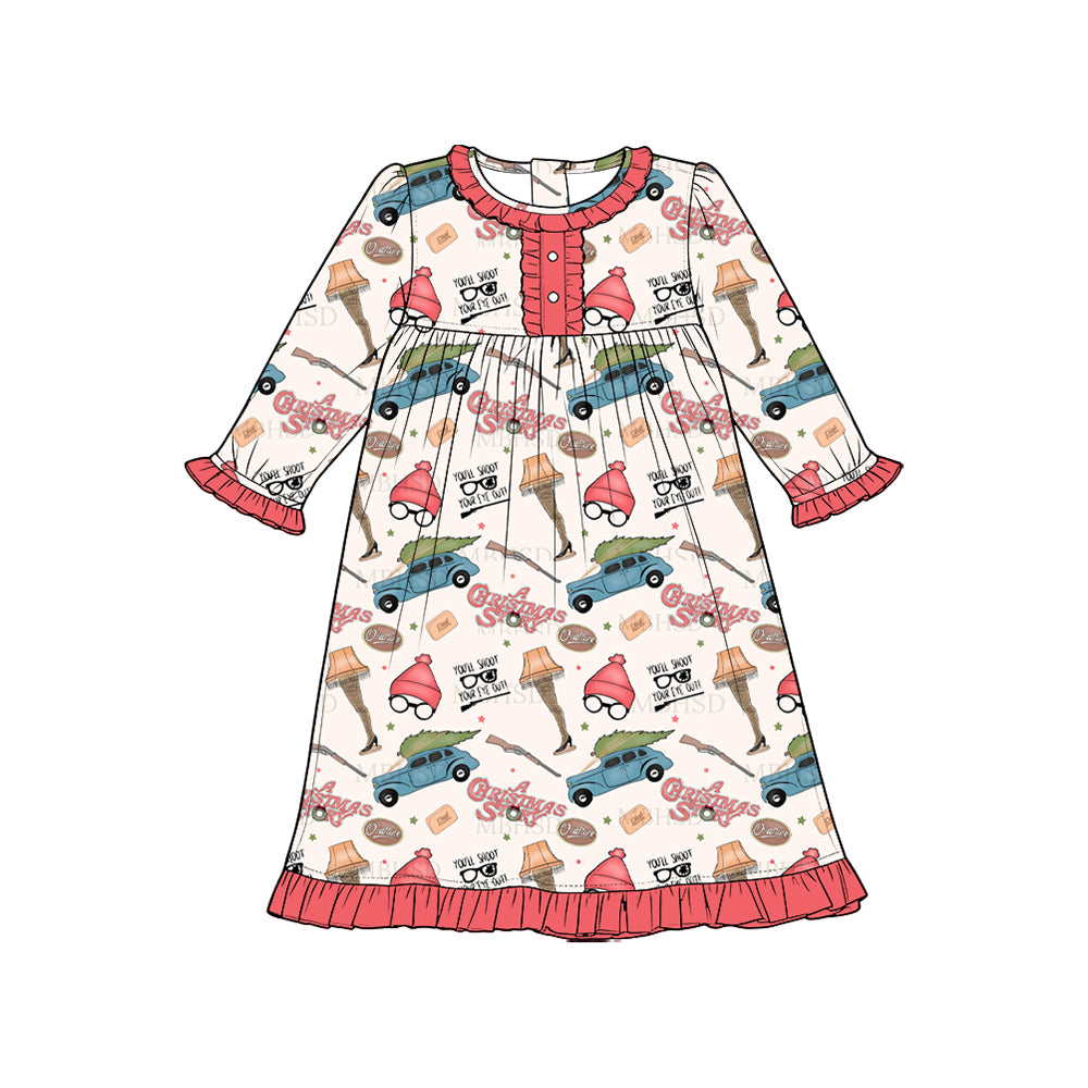 Christmas story girls long sleeve fall winter dress preorder