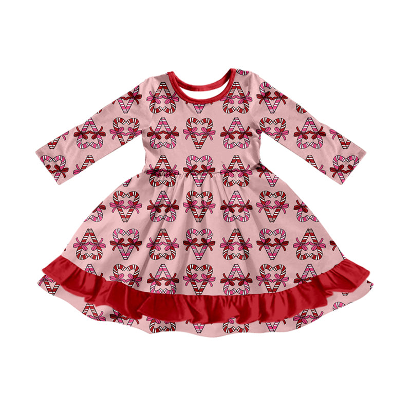 Christmas candy cane girls long sleeve fall winter dress preorder
