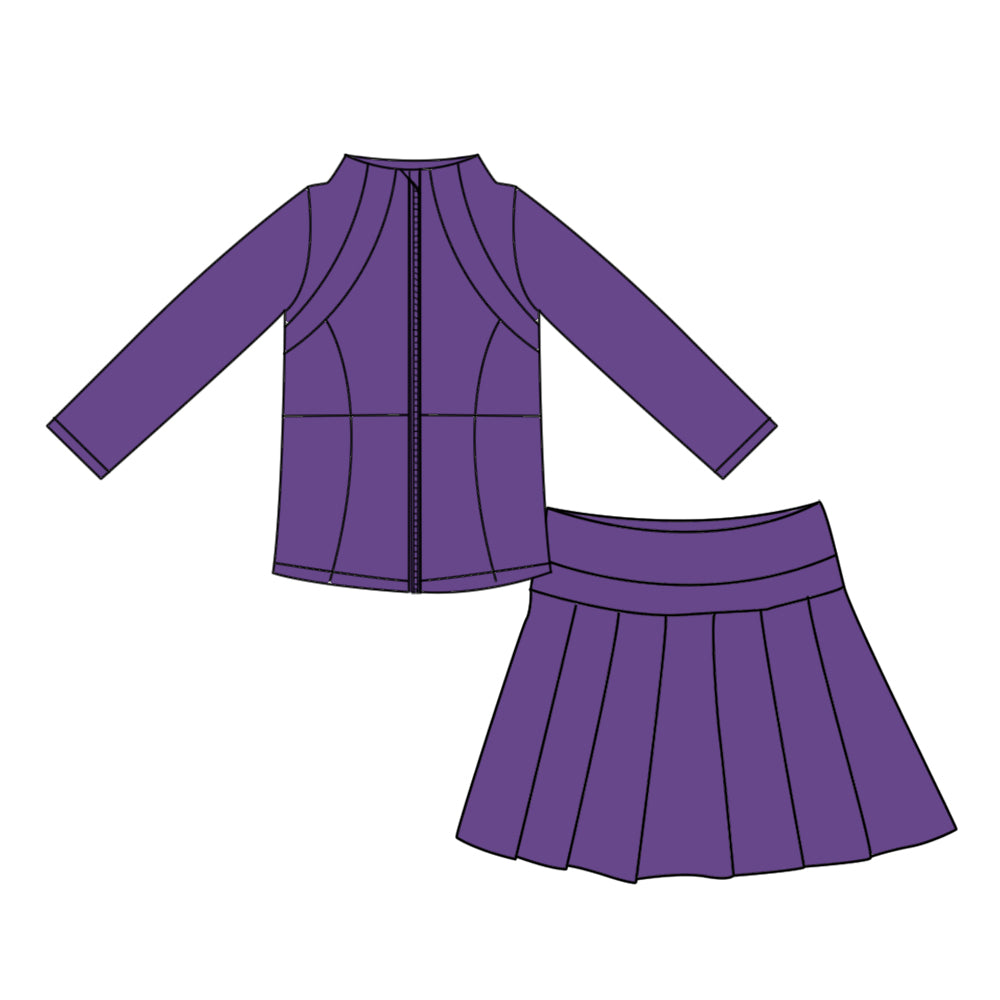 Purple yoga pullover top matching skorts girls outfit preorder