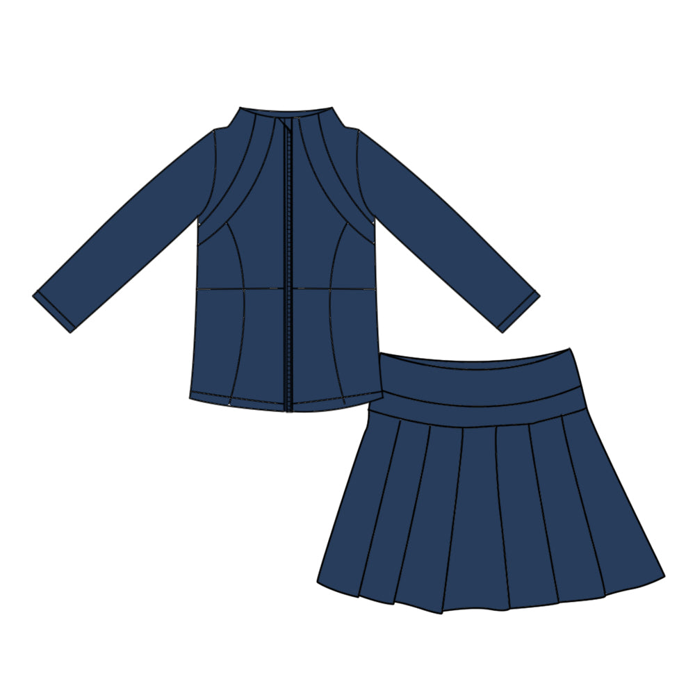 Navy yoga pullover top matching skorts girls outfit preorder
