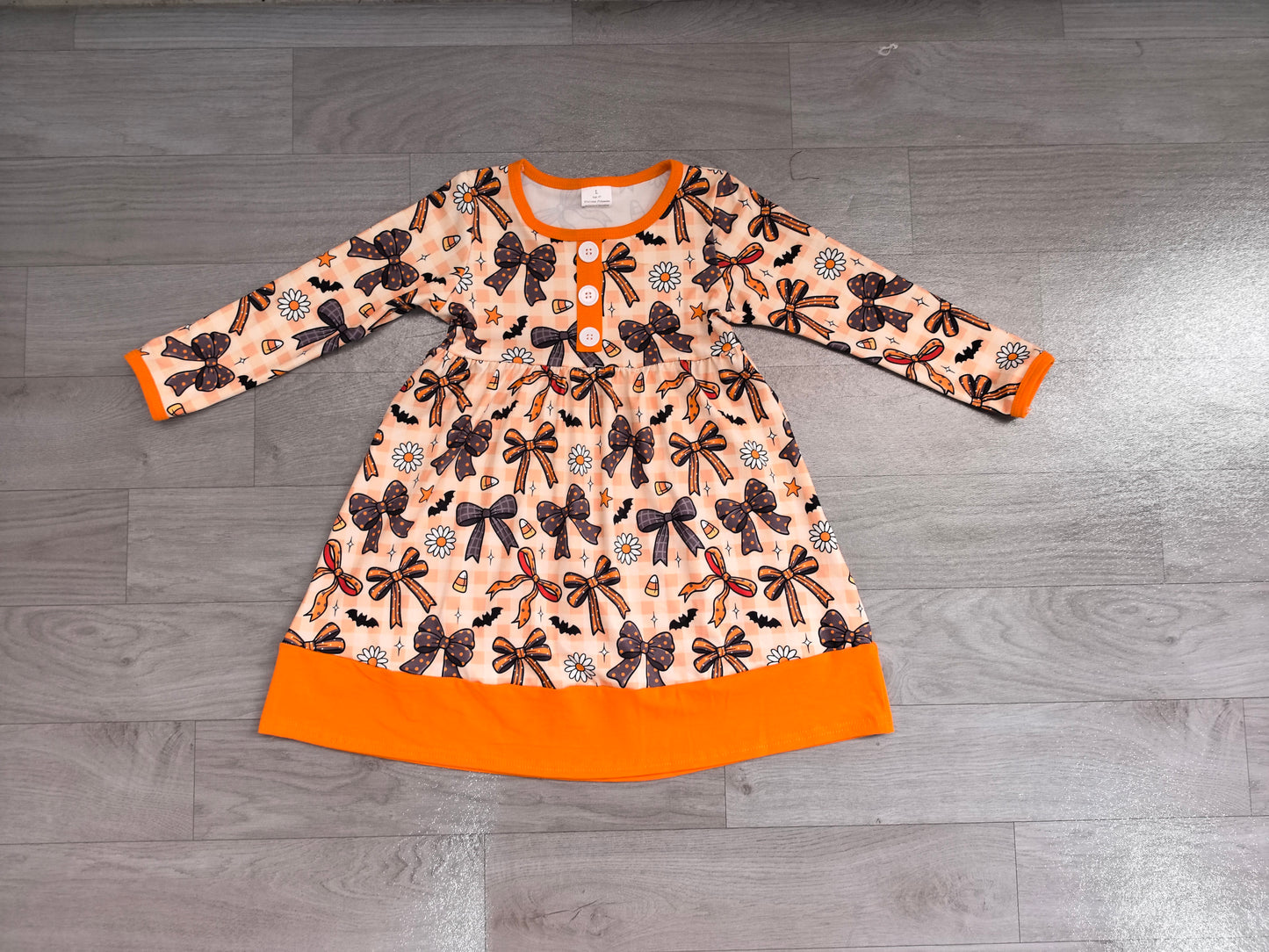 Halloween bows girls long sleeve fall winter dress preorder