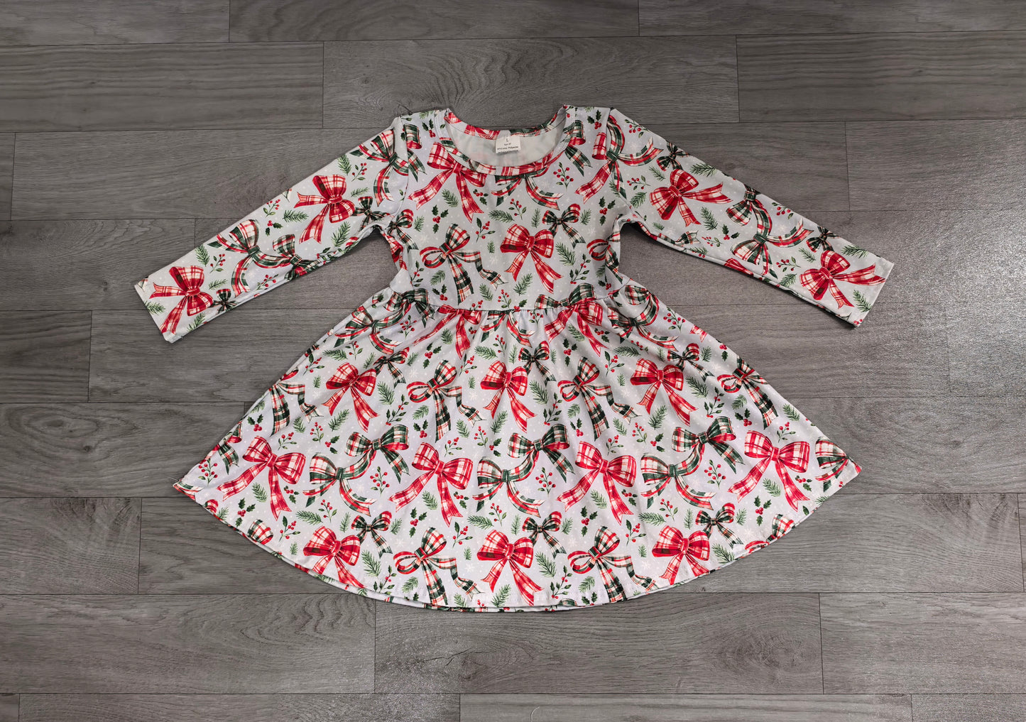 Christmas bows girls long sleeve fall winter dress preorder