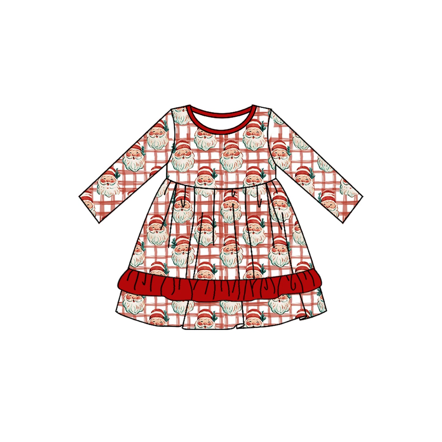 Christmas santa girls long sleeve fall winter dress preorder