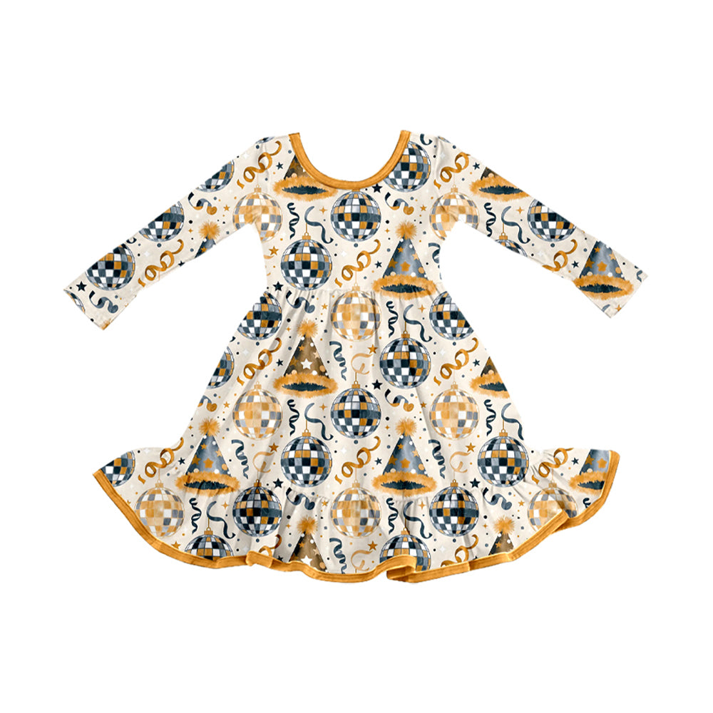 Happy New Year girls long sleeve fall winter dress preorder