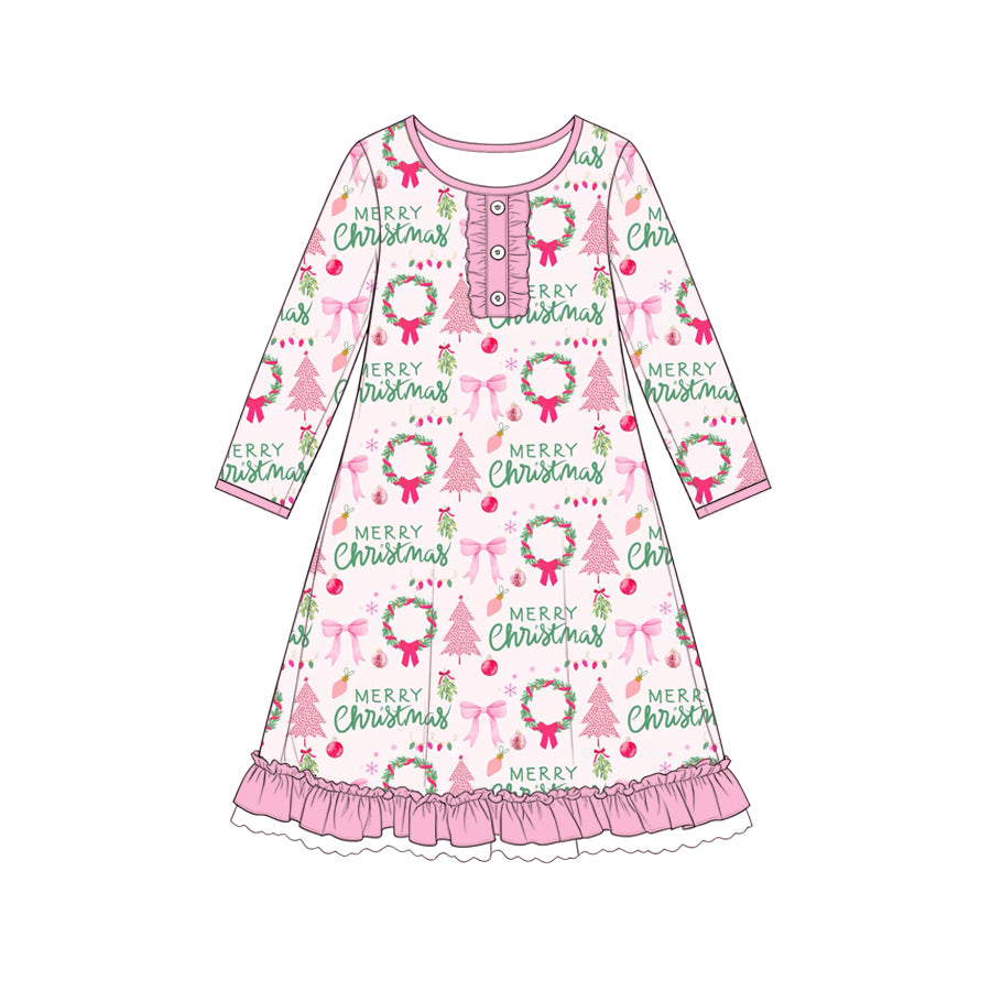 Merry christmas girls long sleeve dress preorder