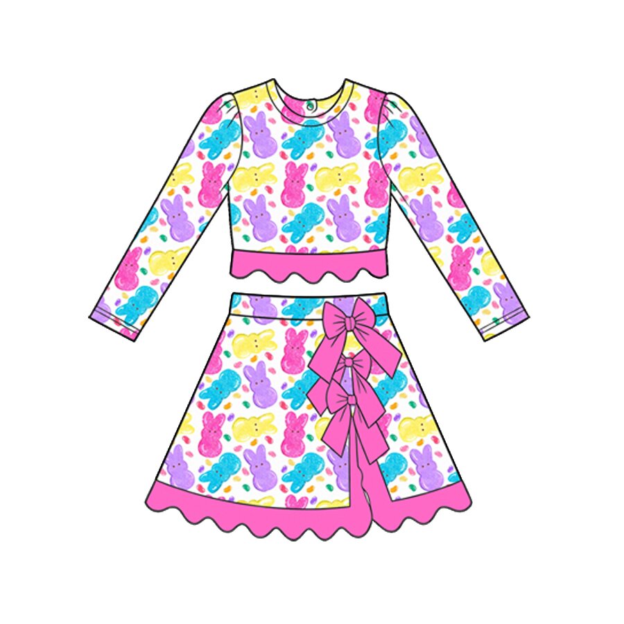 Easter bunny long sleeve pullover top matching skorts girls yoga outfit preorder