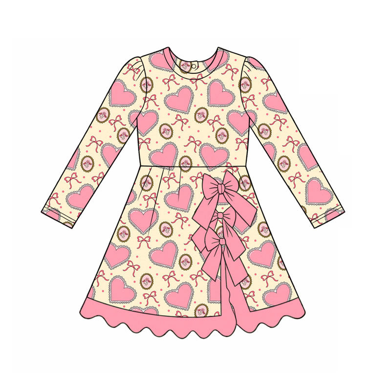 Valentines heart design girls long sleeve yoga dress preorder