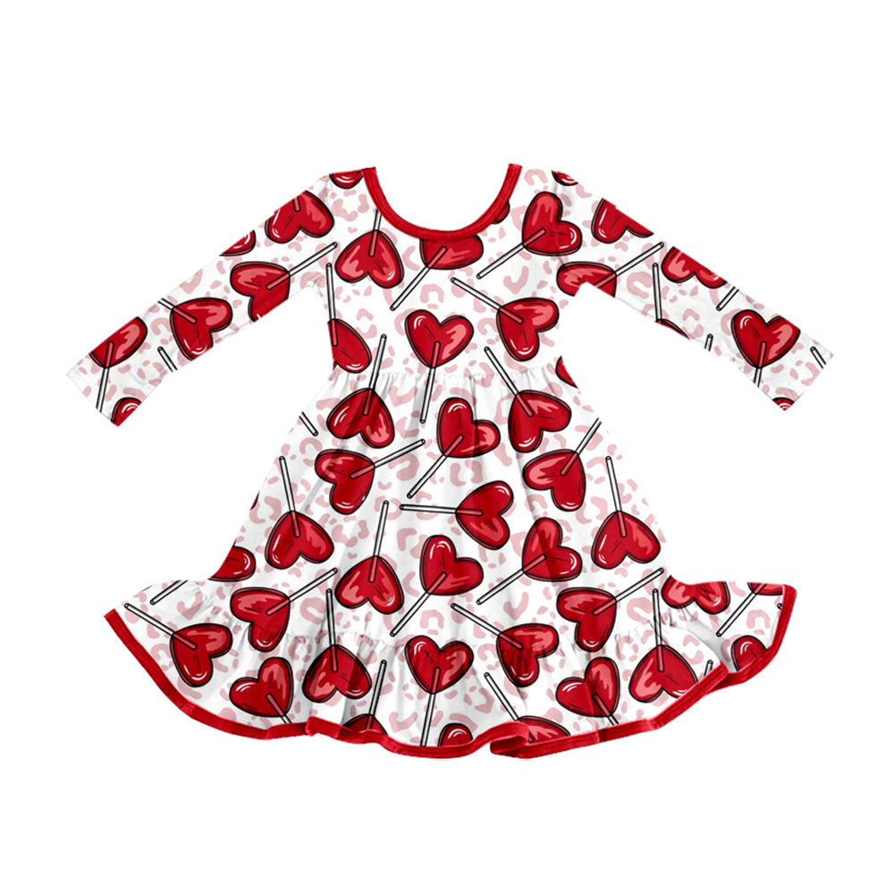 Valentines heart design girls long sleeve dress preorder