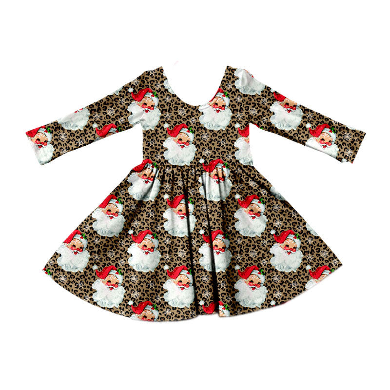 Christmas santa design girls long sleeve dress preorder