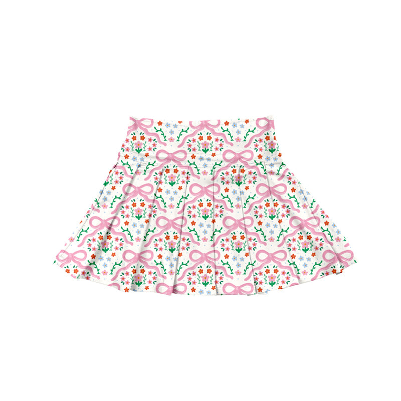 baby girl pink bow floral print summer yoga skirt shorts preorder
