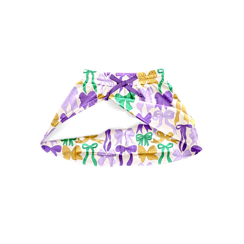 Mardi Gras bow design girls yoga skort preorder