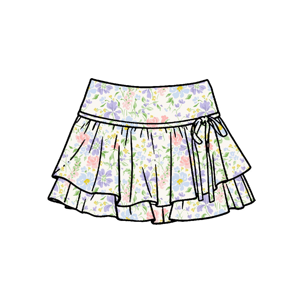 Baby girls lavender flowers yoga skirts preorder