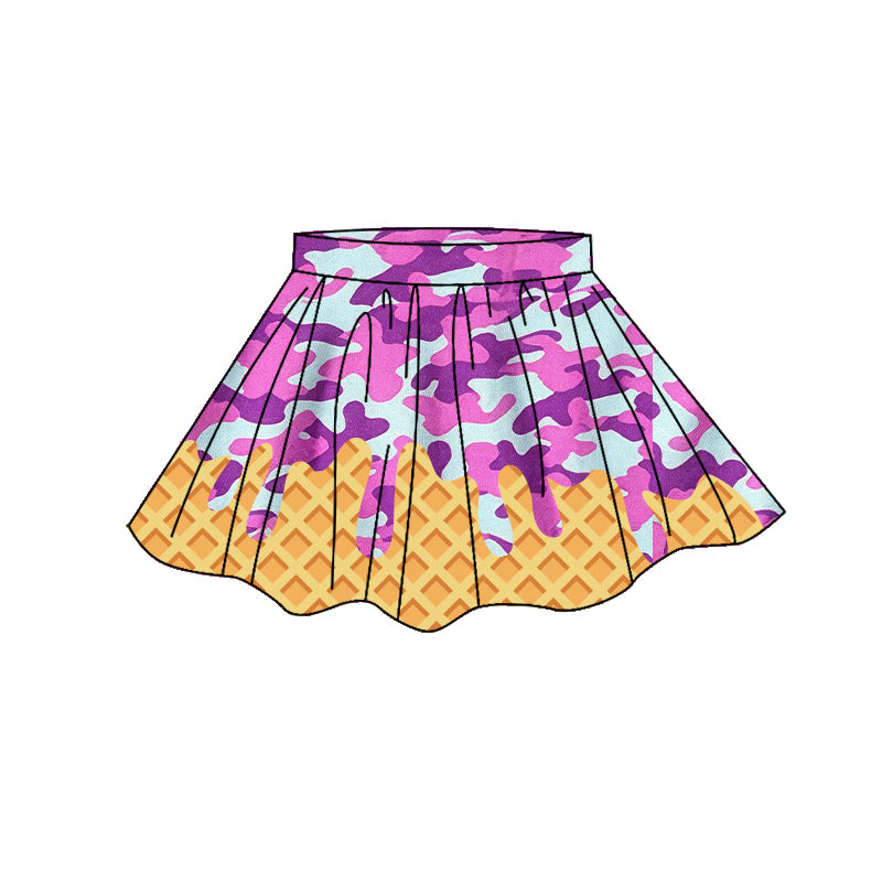 Purple camo waffle print girls summer yoga skirts preorder