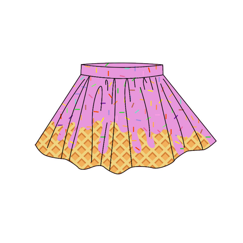 Pink Sprinkle print girls summer yoga skirts preorder