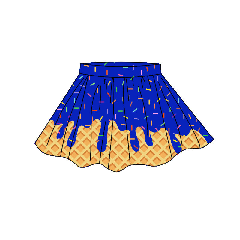 Dark Blue Sprinkle print girls summer yoga skirts preorder