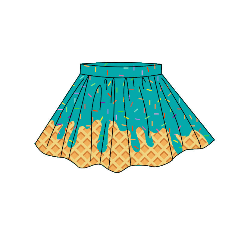 Green Sprinkle print girls summer yoga skirts preorder