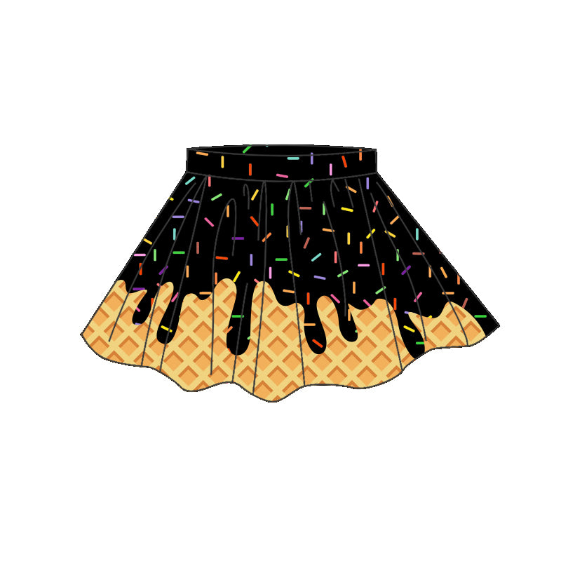 Black Sprinkle print girls summer yoga skirts preorder