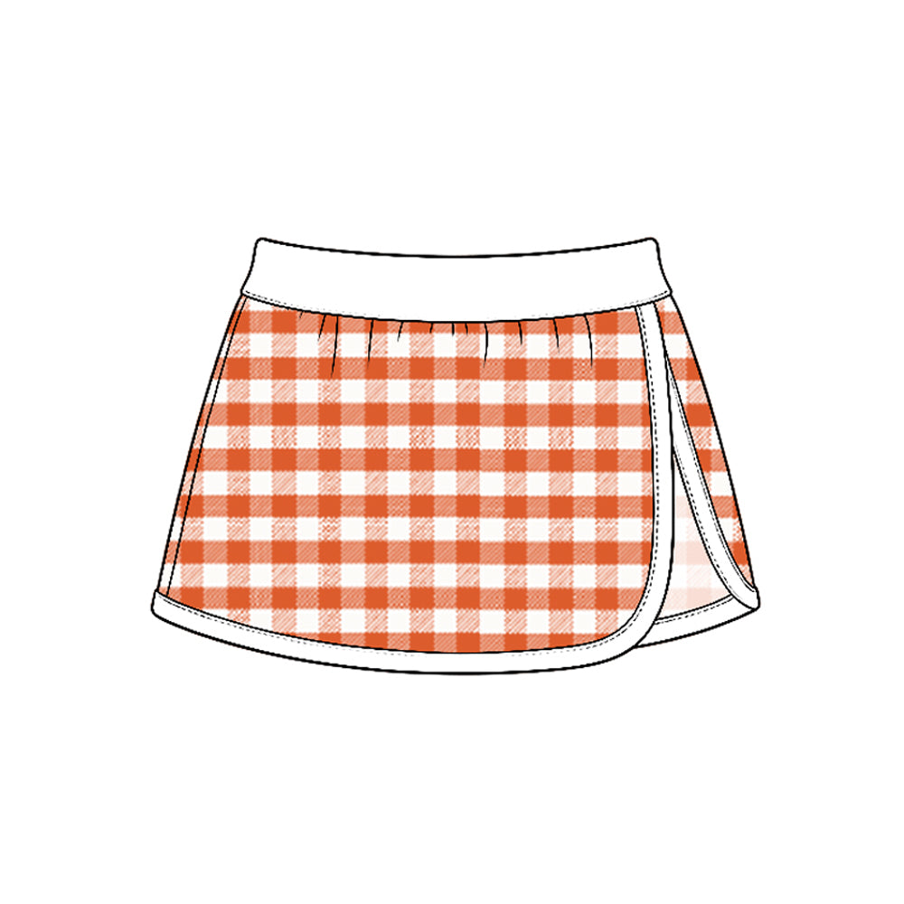 Orange plaid girls summer skirts preorder