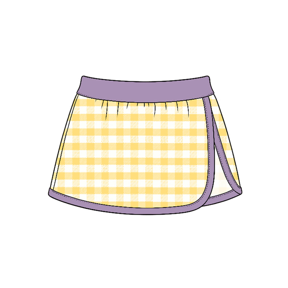 Yellow plaid girls summer skirts preorder