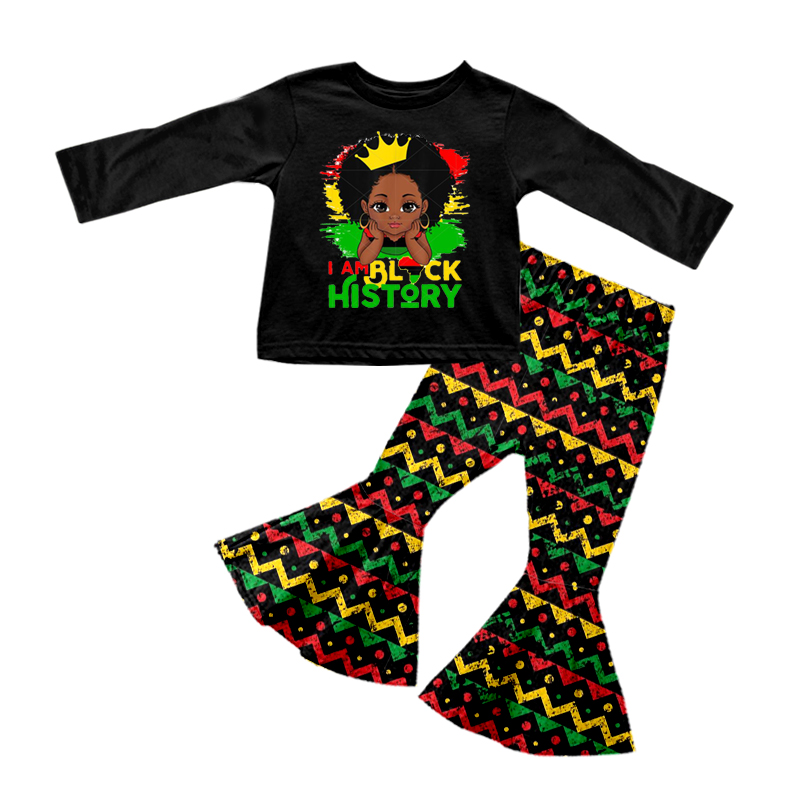 girls long sleeve black history clothing set preorder