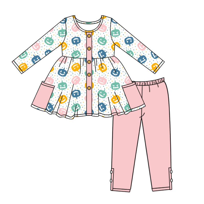 baby girl wholesale colorful pumpkin pocket outfit preorder