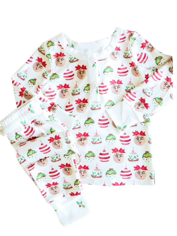 Christmas reindeer long sleeve fall winter pajama set preorder