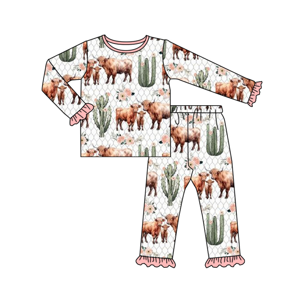 Toddle baby cowgirl western cactus long sleeve pajama set preorder