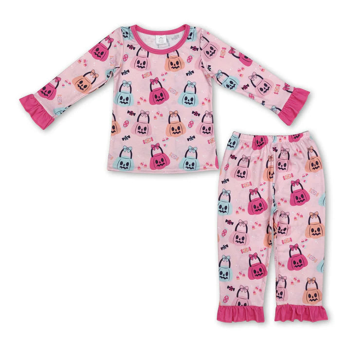 Toddle Baby Girls Colorful Pumpkin Long Sleeve Pajama Set