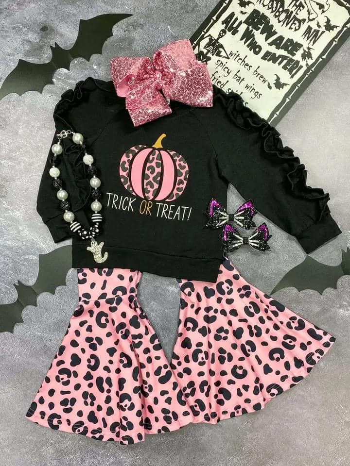 Cheetah pumpkin black long sleeve top bell bottoms clothes preorder
