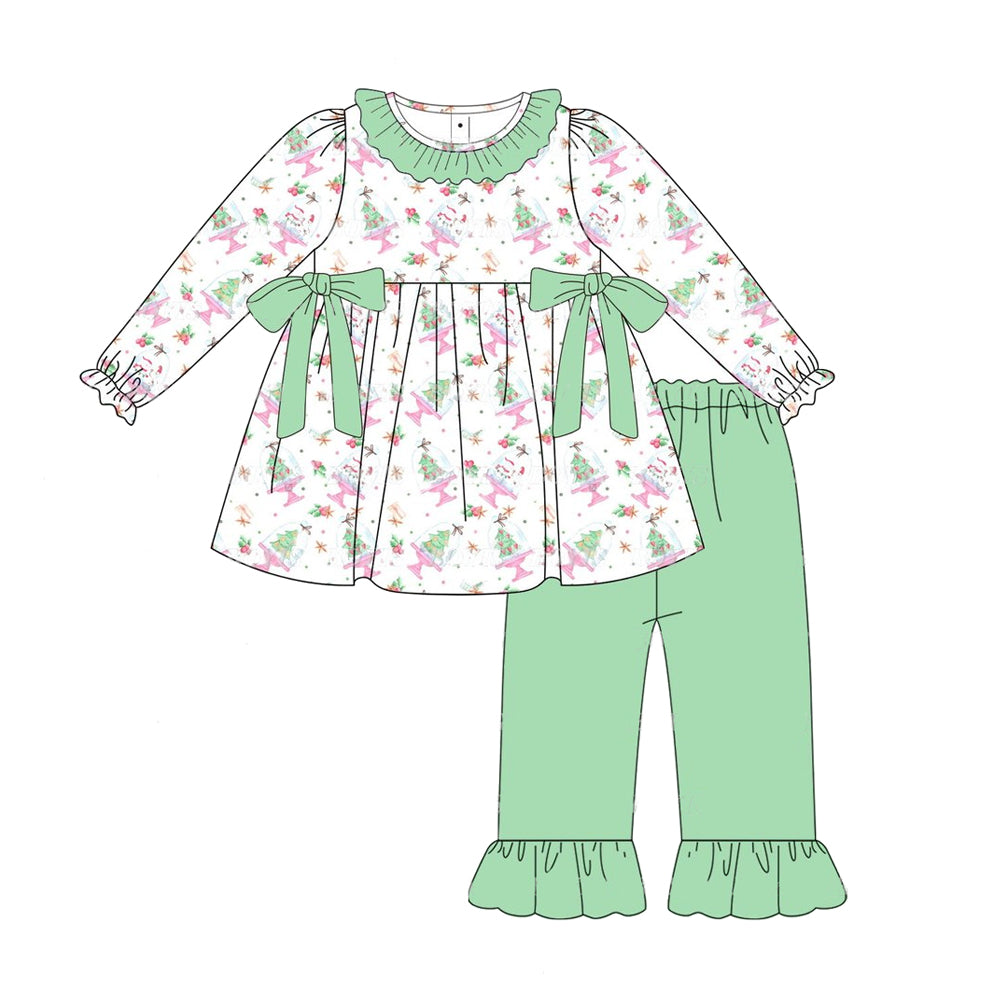 Christmas tree long sleeve tunic top ruffle pants clothes preorder