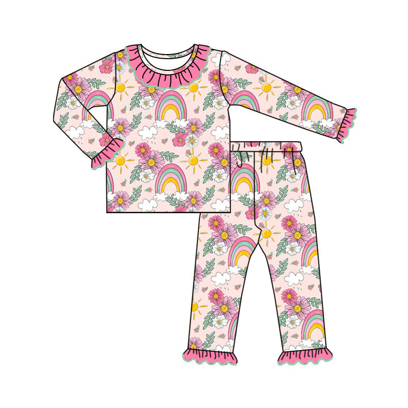 Sunshine flower girls rainbow boutique pajama set outfit preorder