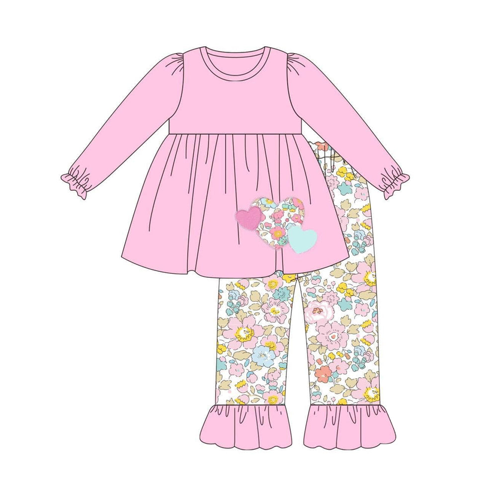 Valentines day floral heart tunic top matching pants clothes preorder