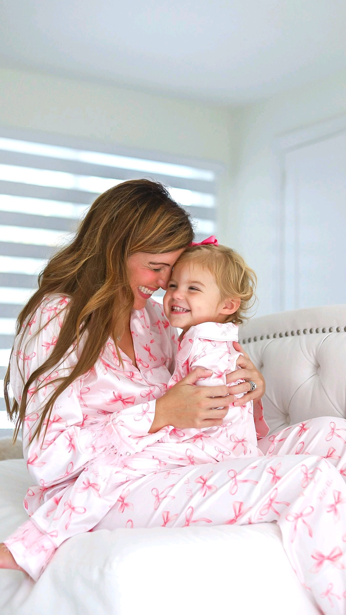 Adult women pink bow button down fall winter pajama set preorder