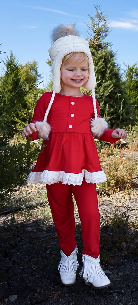 Wholesale kids baby girls Christmas red matching clothing set preorder