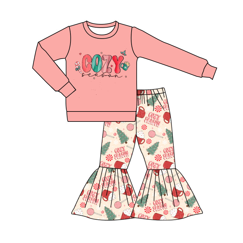 Christmas candy cane cozy long sleeve top matching pants outfit preorder