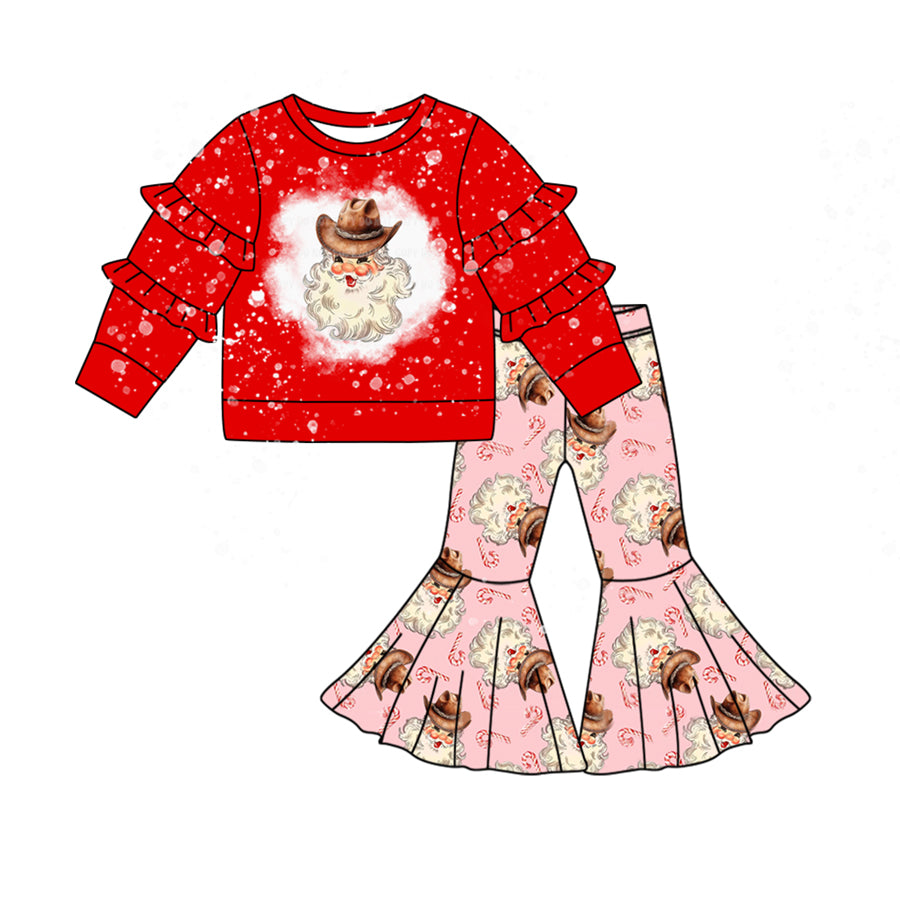 Christmas Santa Claus top matching bell bottoms baby clothes preorder