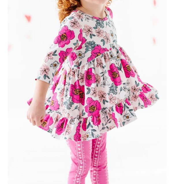 Hot pink floral tunic top matching ruffle pants boutique fall winter clothes preorder
