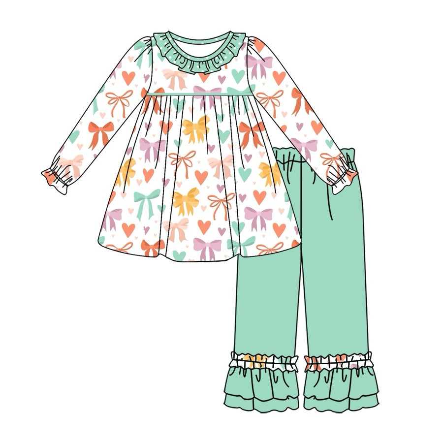 baby girl blue pink orange floral tunic top matching pants fall winter clothes preorder