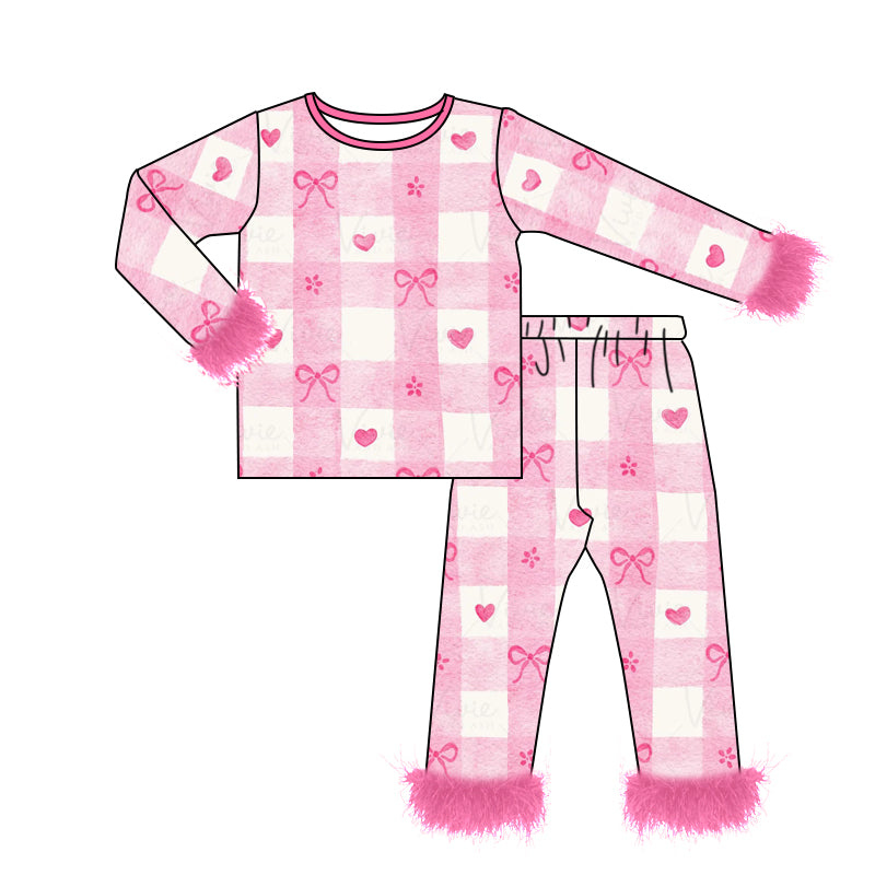 Valentines day pink bow baby girls pajama set preorder