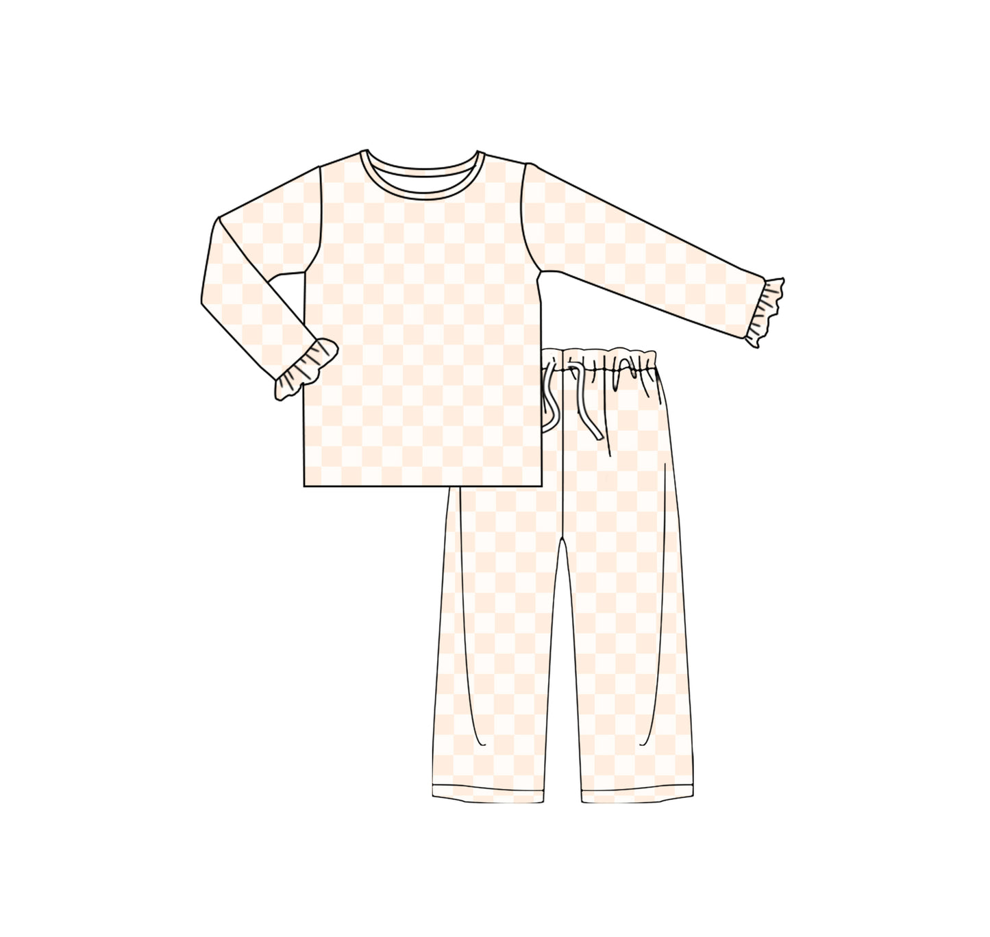 baby girl khaki checkered outfit preorder